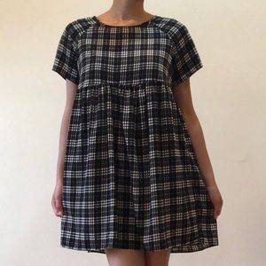 Black and White Plaid Babydoll Dress